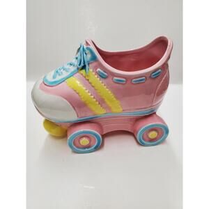 Vtg Lefton Pink Blue Yellow Rollerskate Roller Skate Planter Figurine